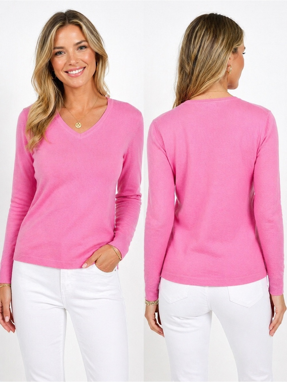 Lilly Pulitzer Pink V-Neck Cotton Sweater Size L NWT Palm Beach